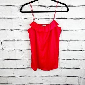 J. Crew Women's Ruffle Trim Spaghetti Strap Tank Top Red Size 2